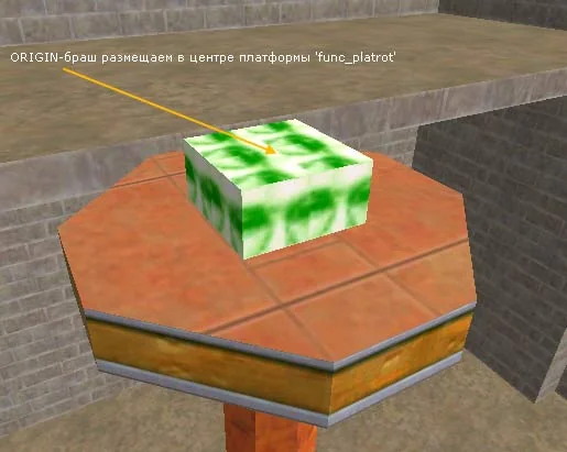 The center of the ORIGIN brush coincides with the center of the platform