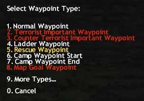 Selecting a waypoint type Selecting a waypoint type