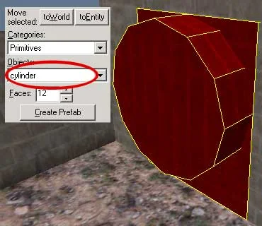 Create a cylinder equal in width to the opening in the wall Create a cylinder equal in width to the opening in the wall