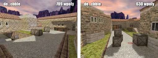 Examples of large open spaces on de_cbble