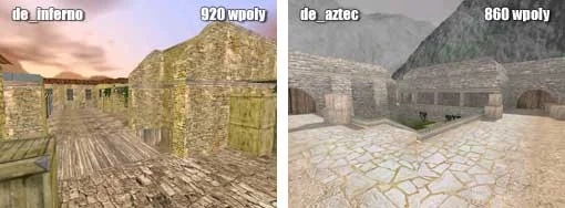 Examples of large open spaces on de_inferno and de_aztec