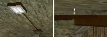 A gap of several units between the wires with the lamp and the ceiling on de_aztec