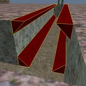 Round the passage at the corners with triangular brushes