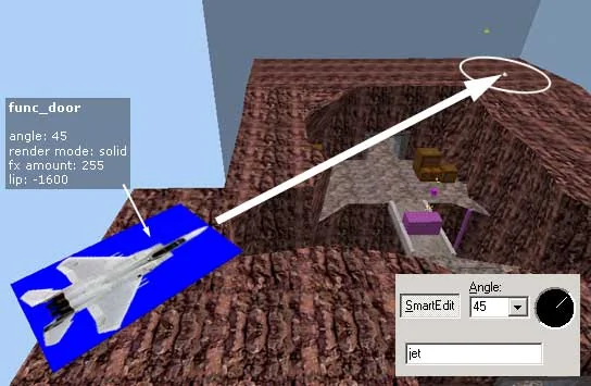 We create an airplane from func_door and determine the direction of its flight