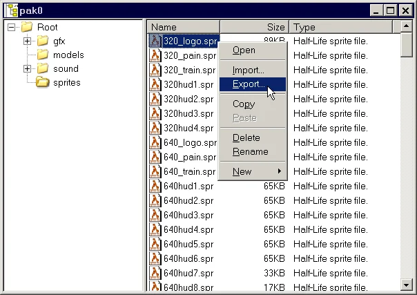 Export the selected files to a temporary directory