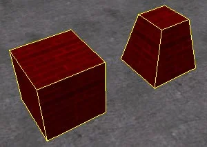 Transforming a cube into a truncated pyramid by scaling
