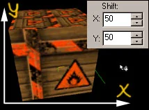 Move the texture along the side of the object using the arrows in the Shift field Move the texture along the side of the object using the arrows in the Shift field