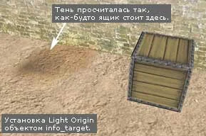 The shadow of the box is calculated at the location where the info_target object is installed The shadow of the box is calculated at the location where the info_target object is installed